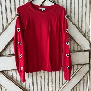 Valentine sweater!   Society Vibrant Red Knit Top with heart cut out
